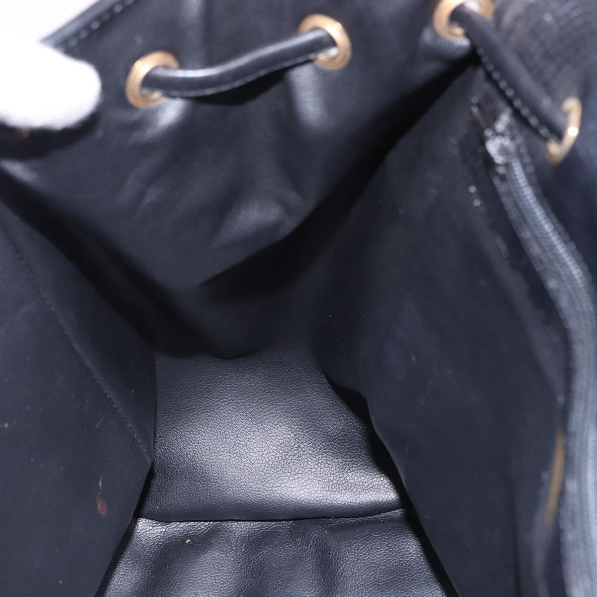 Christian Dior Backpack Leather Black Gold Tone Auth ar14096A