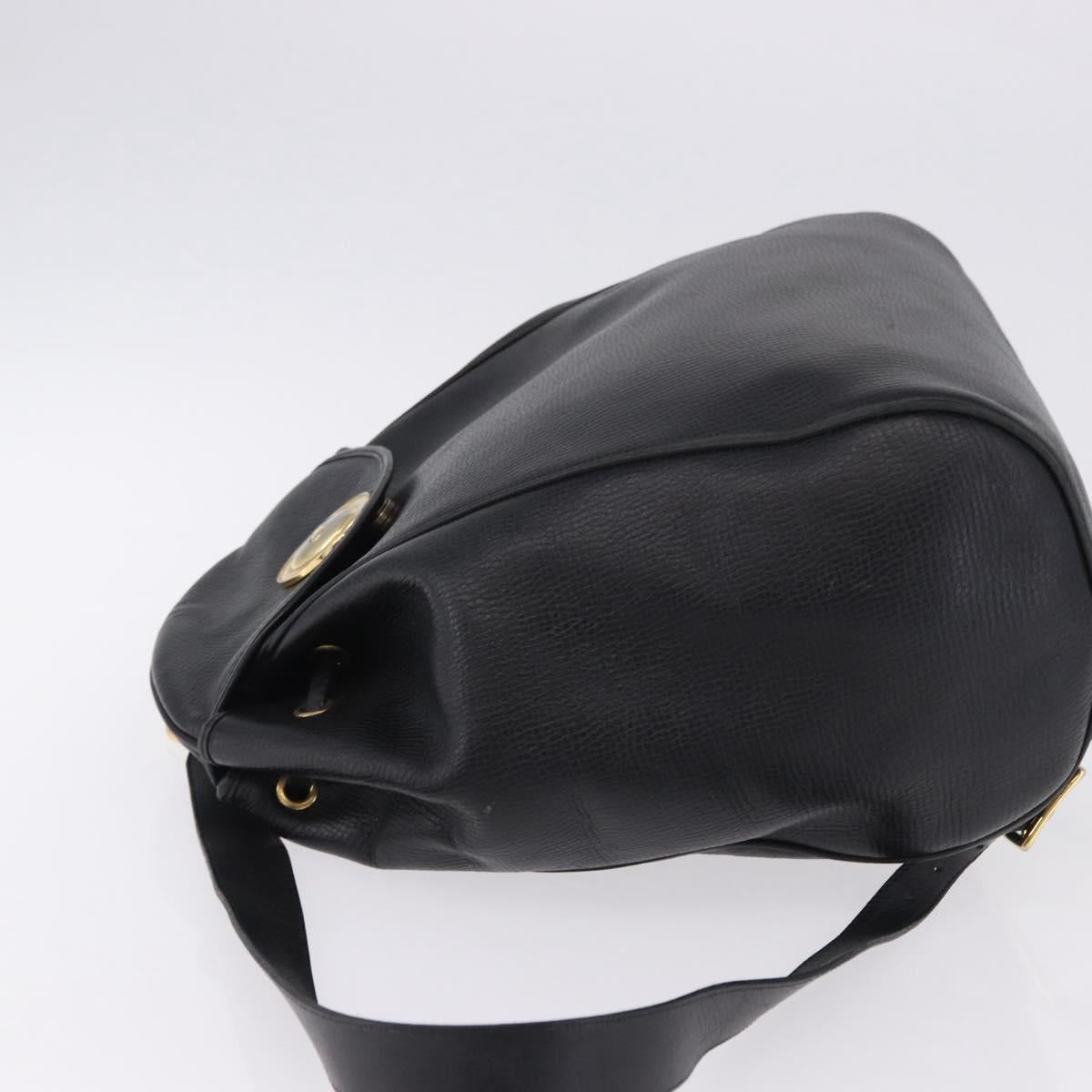 Christian Dior Backpack Leather Black Gold Tone Auth ar14096A