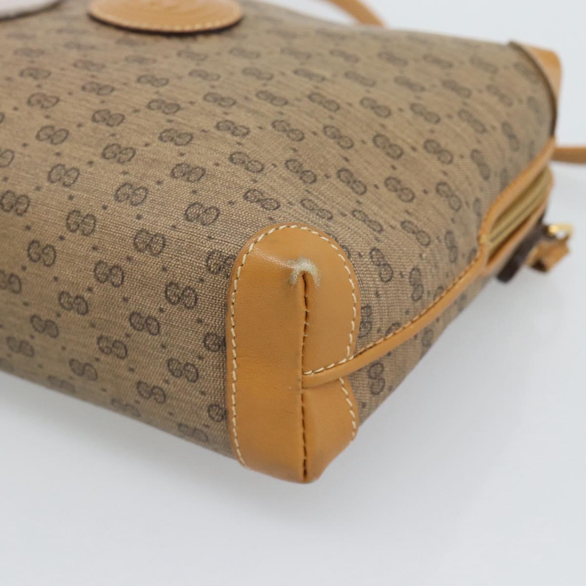 GUCCI Micro GG Shoulder Bag PVC Leather Beige Gold 007 115 0093 Auth ar14097
