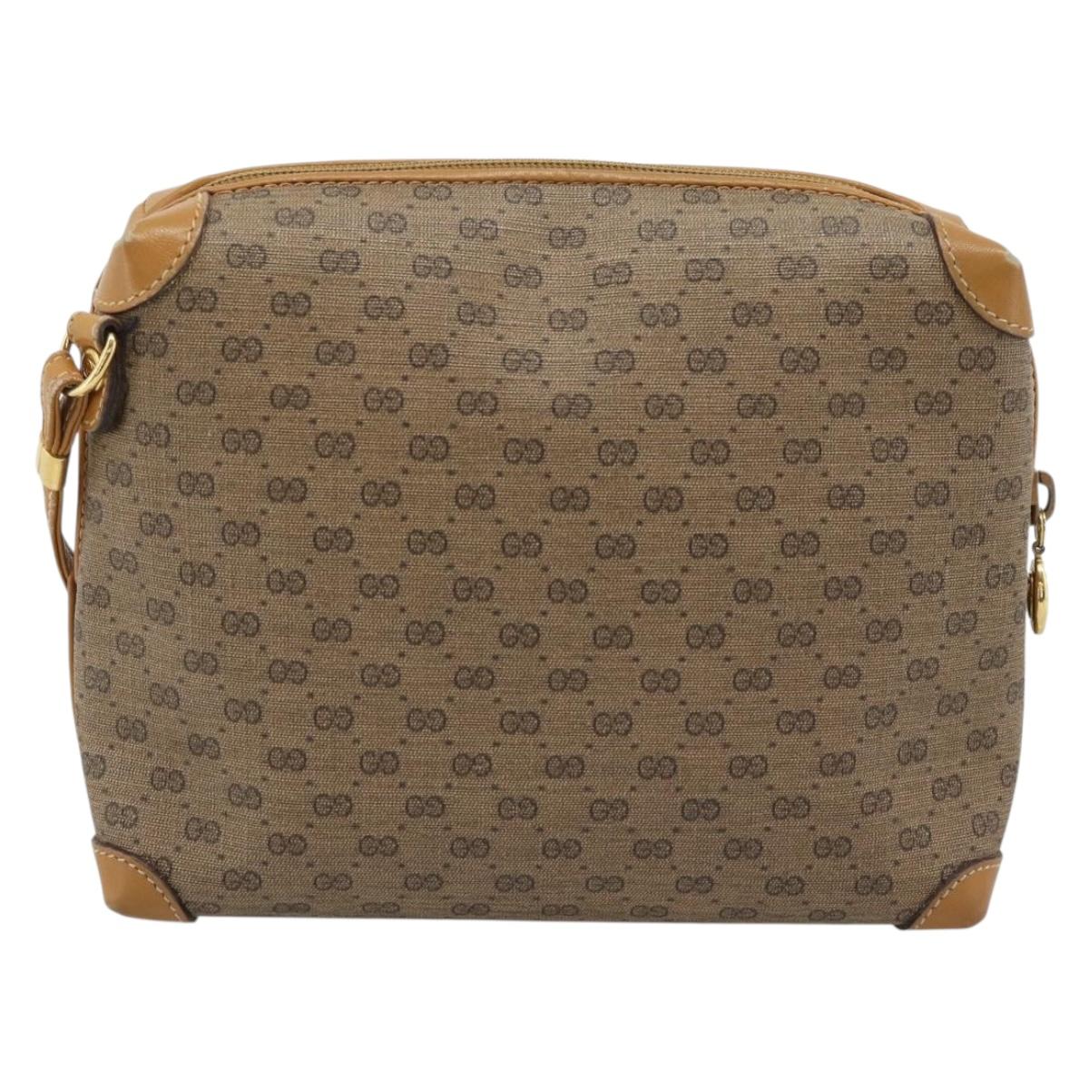 GUCCI Micro GG Shoulder Bag PVC Leather Beige Gold 007 115 0093 Auth ar14097