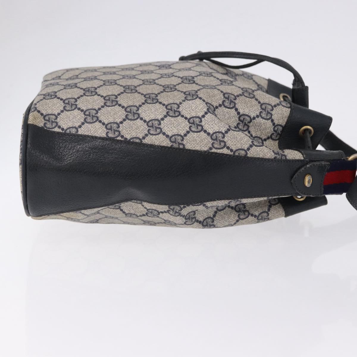 GUCCI GG Supreme Shoulder Bag PVC Leather Navy Gold Tone 41 02 034 Auth ar14100