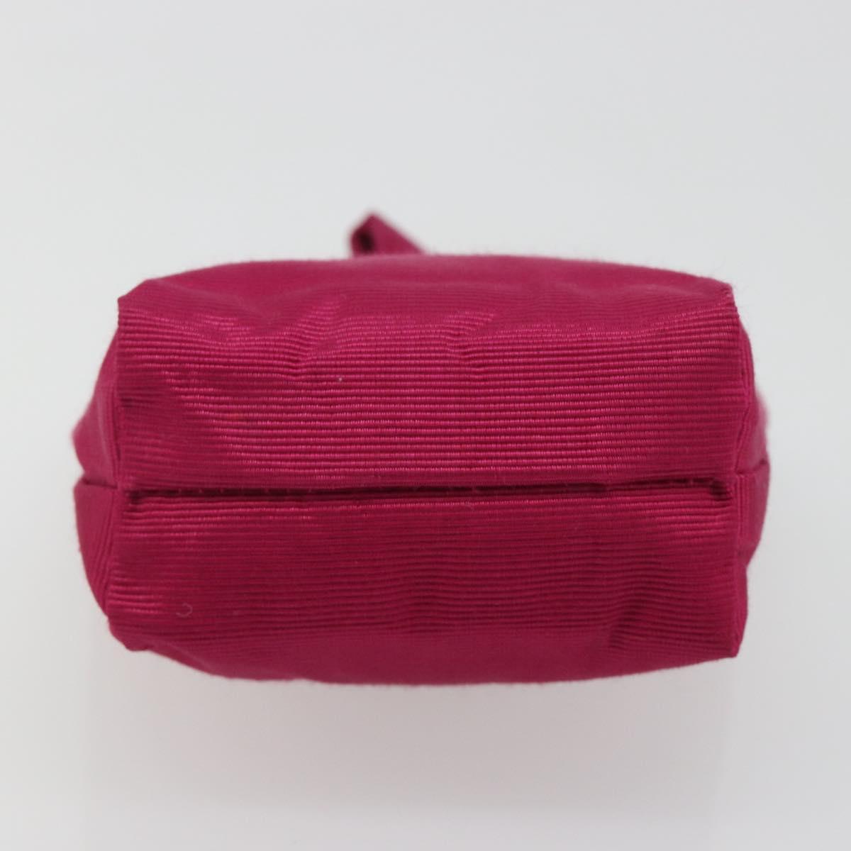 CELINE Circle Pouch Nylon Pink Gold Tone Auth ar14102