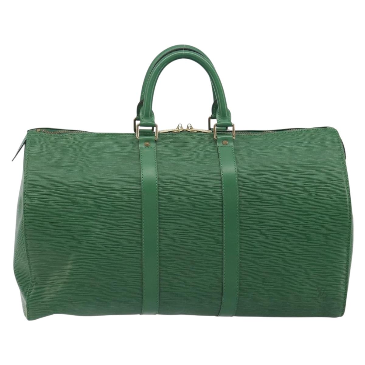 LOUIS VUITTON Epi Keepall 45 Boston Bag Green M42974 LV Auth ar14104A