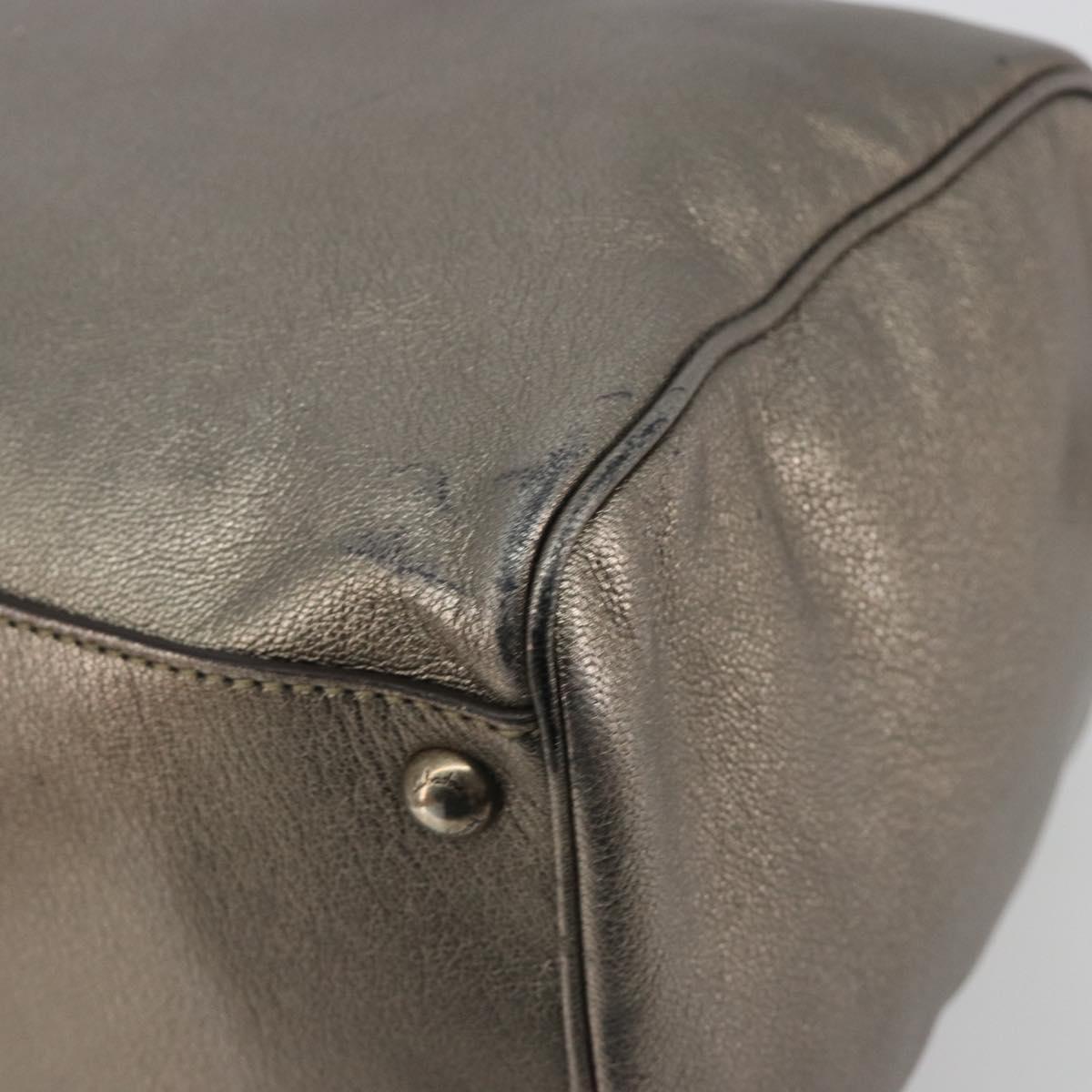LOUIS VUITTON Gancini Hand Bag Leather Silver LV Auth ar14110