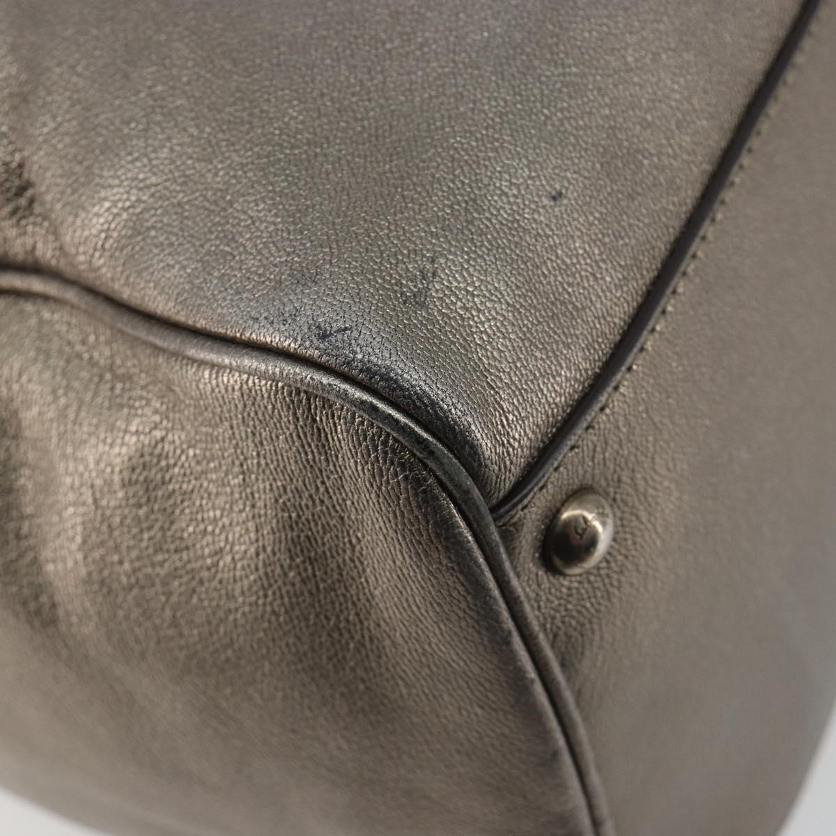 LOUIS VUITTON Gancini Hand Bag Leather Silver LV Auth ar14110