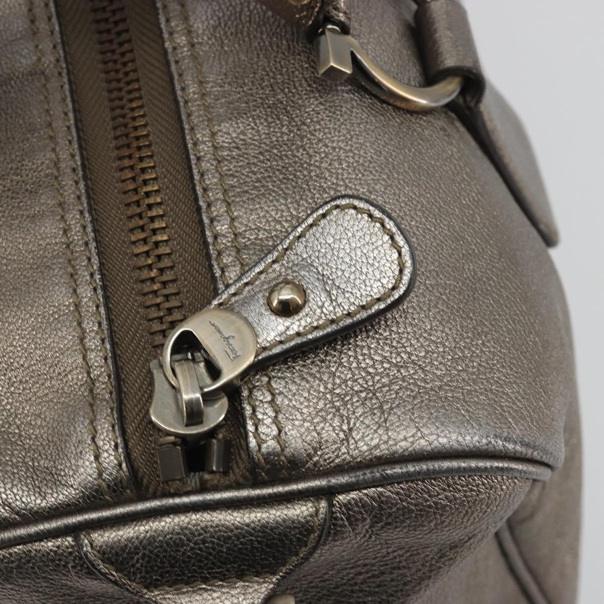 LOUIS VUITTON Gancini Hand Bag Leather Silver LV Auth ar14110