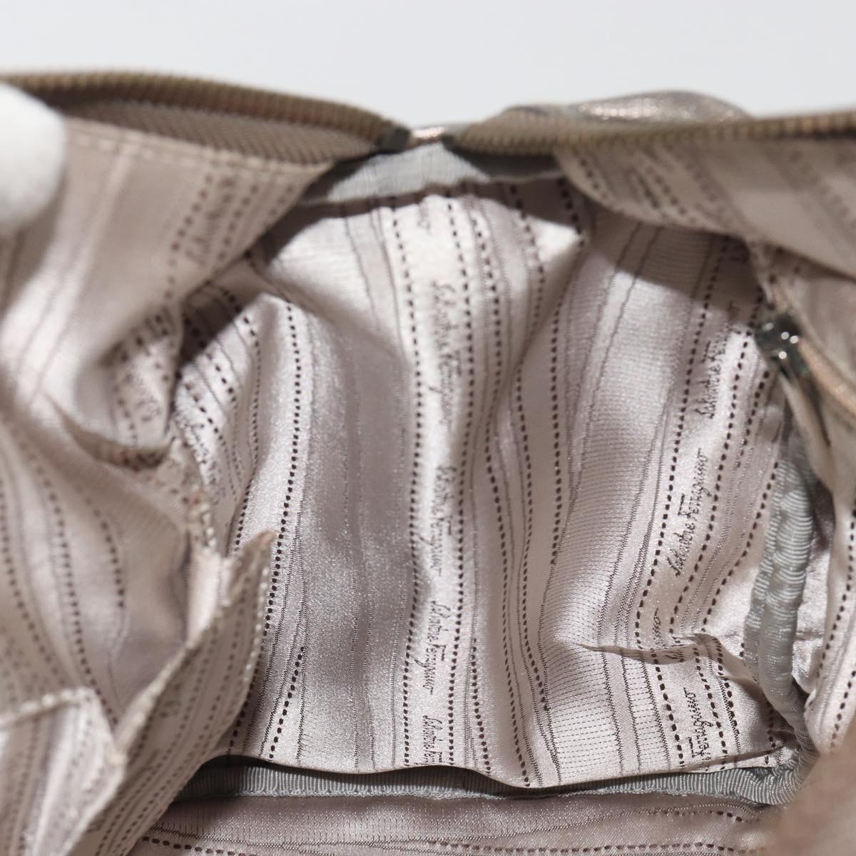 LOUIS VUITTON Gancini Hand Bag Leather Silver LV Auth ar14110