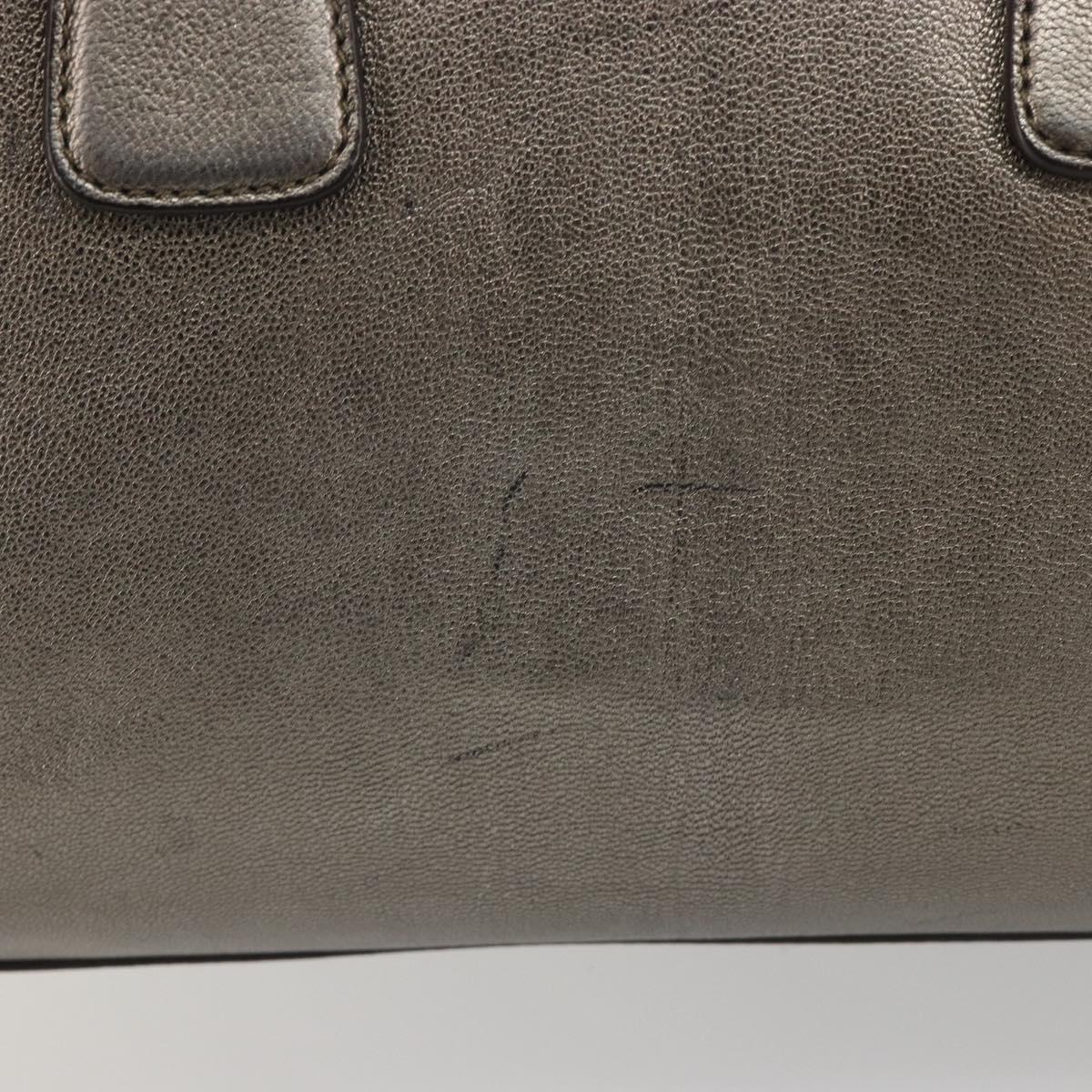 LOUIS VUITTON Gancini Hand Bag Leather Silver LV Auth ar14110