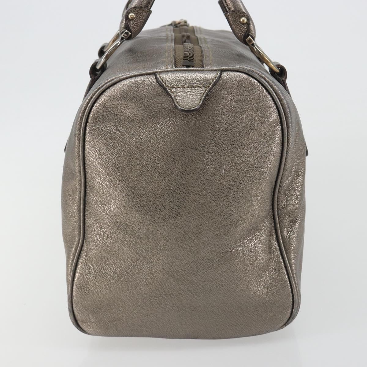 LOUIS VUITTON Gancini Hand Bag Leather Silver LV Auth ar14110
