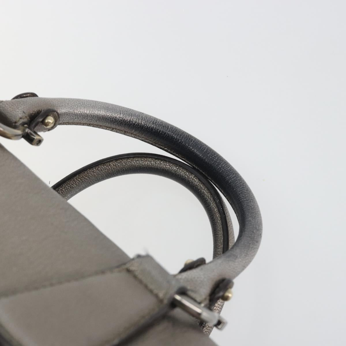 LOUIS VUITTON Gancini Hand Bag Leather Silver LV Auth ar14110