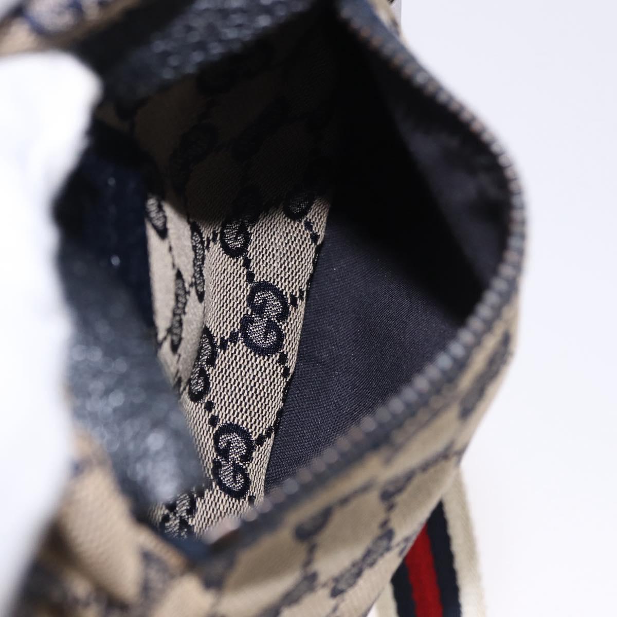 GUCCI GG Canvas Sherry Line Waist Bag Navy Silver 28566 Auth ar14112