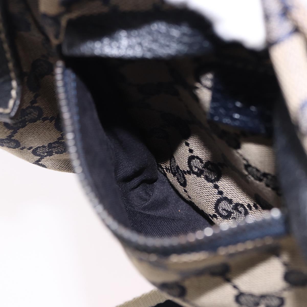 GUCCI GG Canvas Sherry Line Waist Bag Navy Silver 28566 Auth ar14112