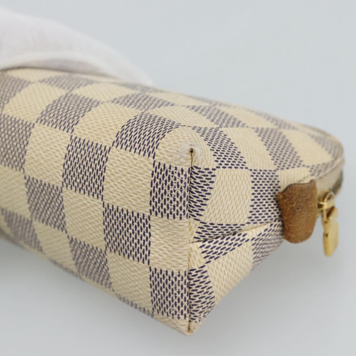 LOUIS VUITTON Damier Azur Pochette Cosmetic PM Pouch N60024 LV Auth ar14113