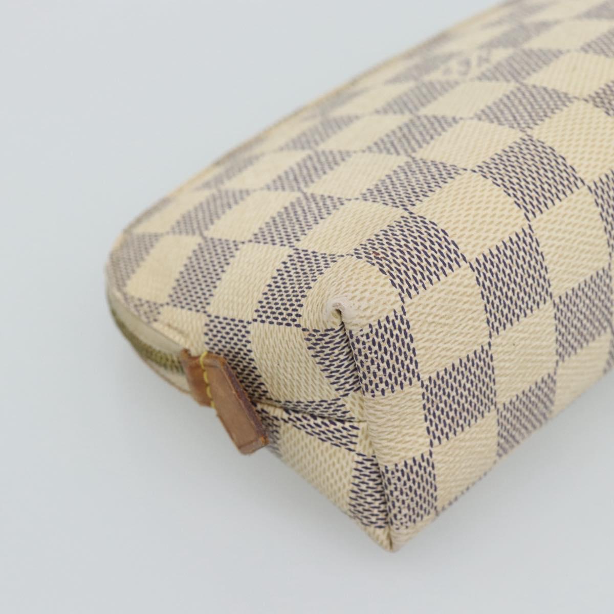 LOUIS VUITTON Damier Azur Pochette Cosmetic PM Pouch N60024 LV Auth ar14113