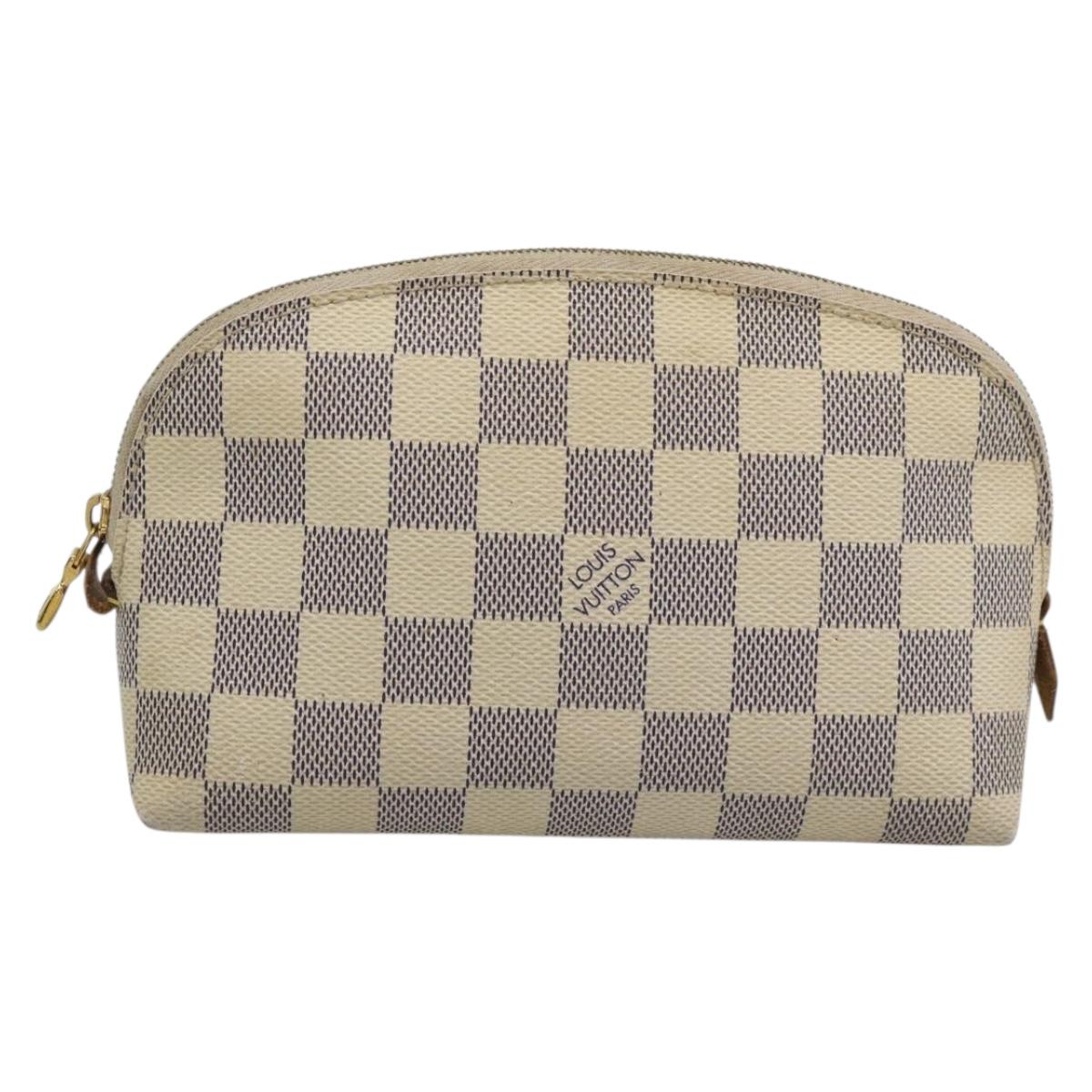 LOUIS VUITTON Damier Azur Pochette Cosmetic PM Pouch N60024 LV Auth ar14113