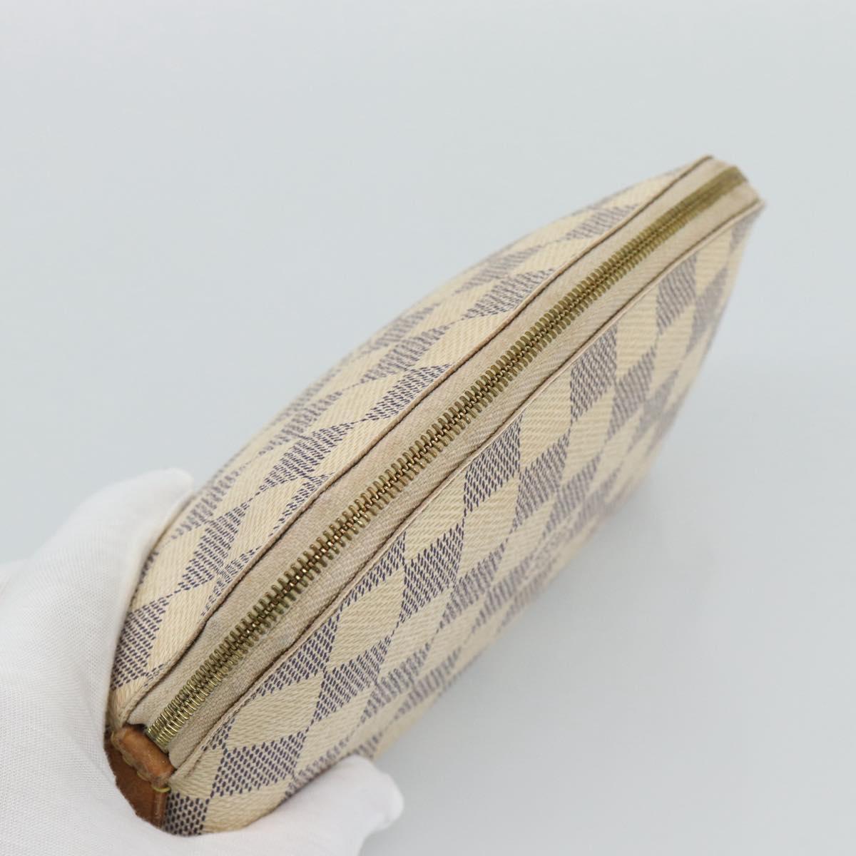 LOUIS VUITTON Damier Azur Pochette Cosmetic PM Pouch N60024 LV Auth ar14113