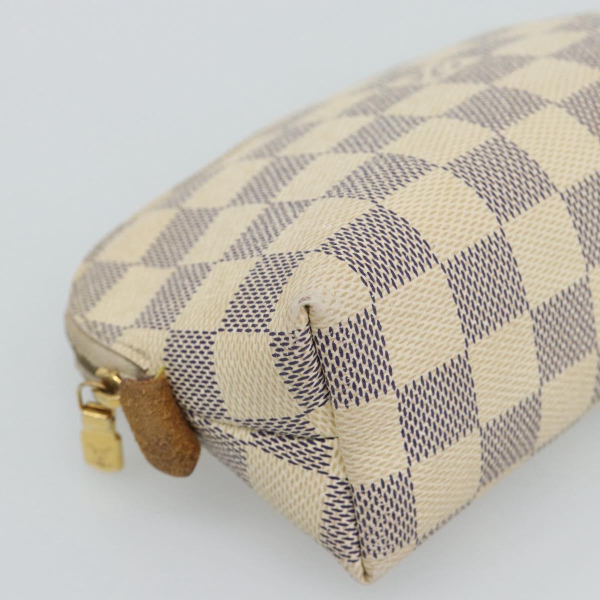 LOUIS VUITTON Damier Azur Pochette Cosmetic PM Pouch N60024 LV Auth ar14113