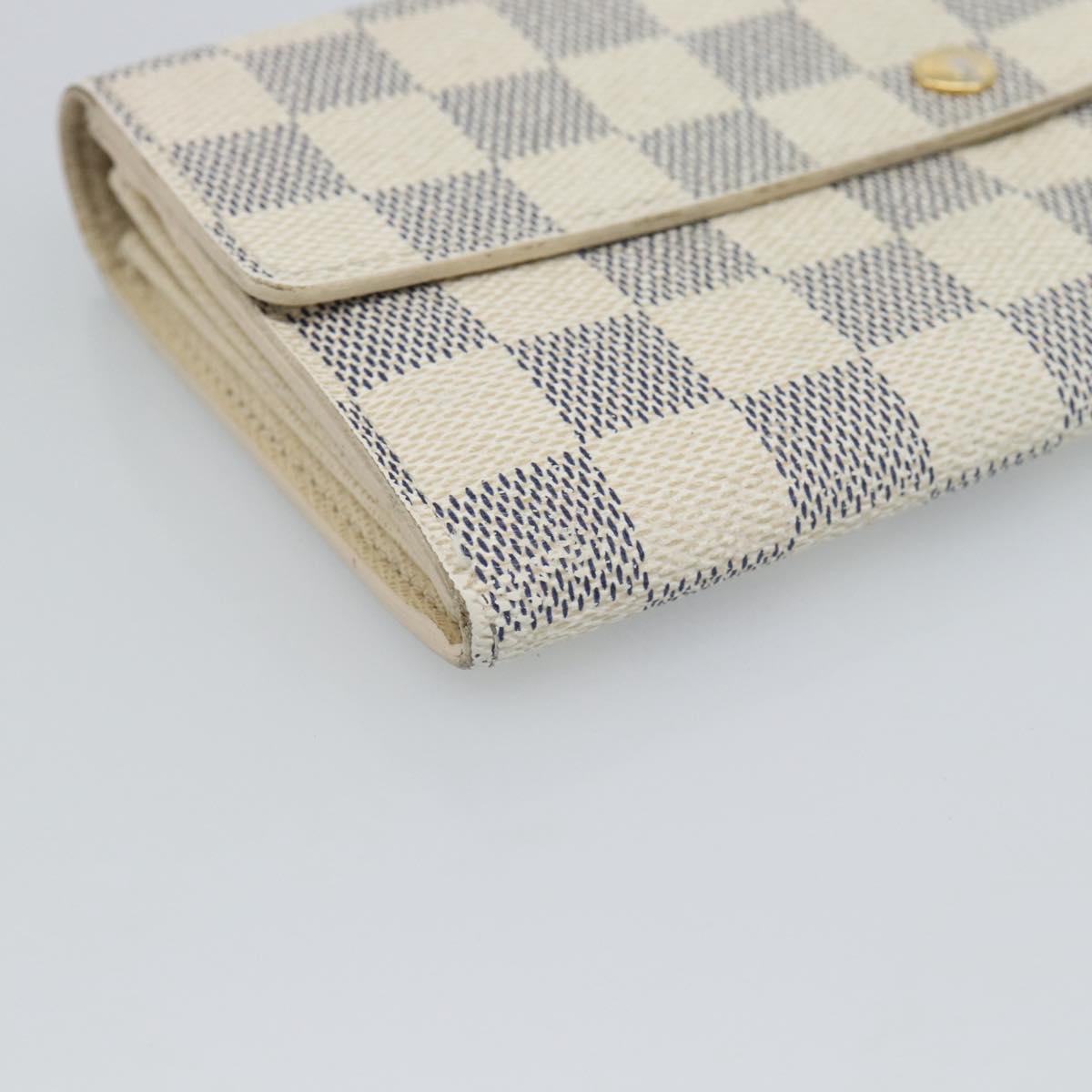 LOUIS VUITTON Damier Azur Portefeuille Sarah Long Wallet N63208 LV Auth ar14114