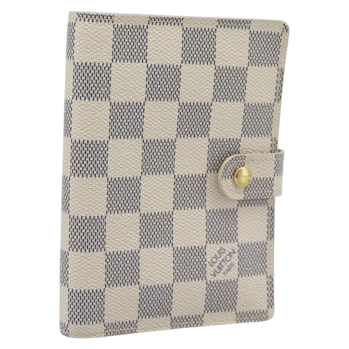 LOUIS VUITTON Damier Azur Agenda PM Day Planner Cover R20706 LV Auth ar14116