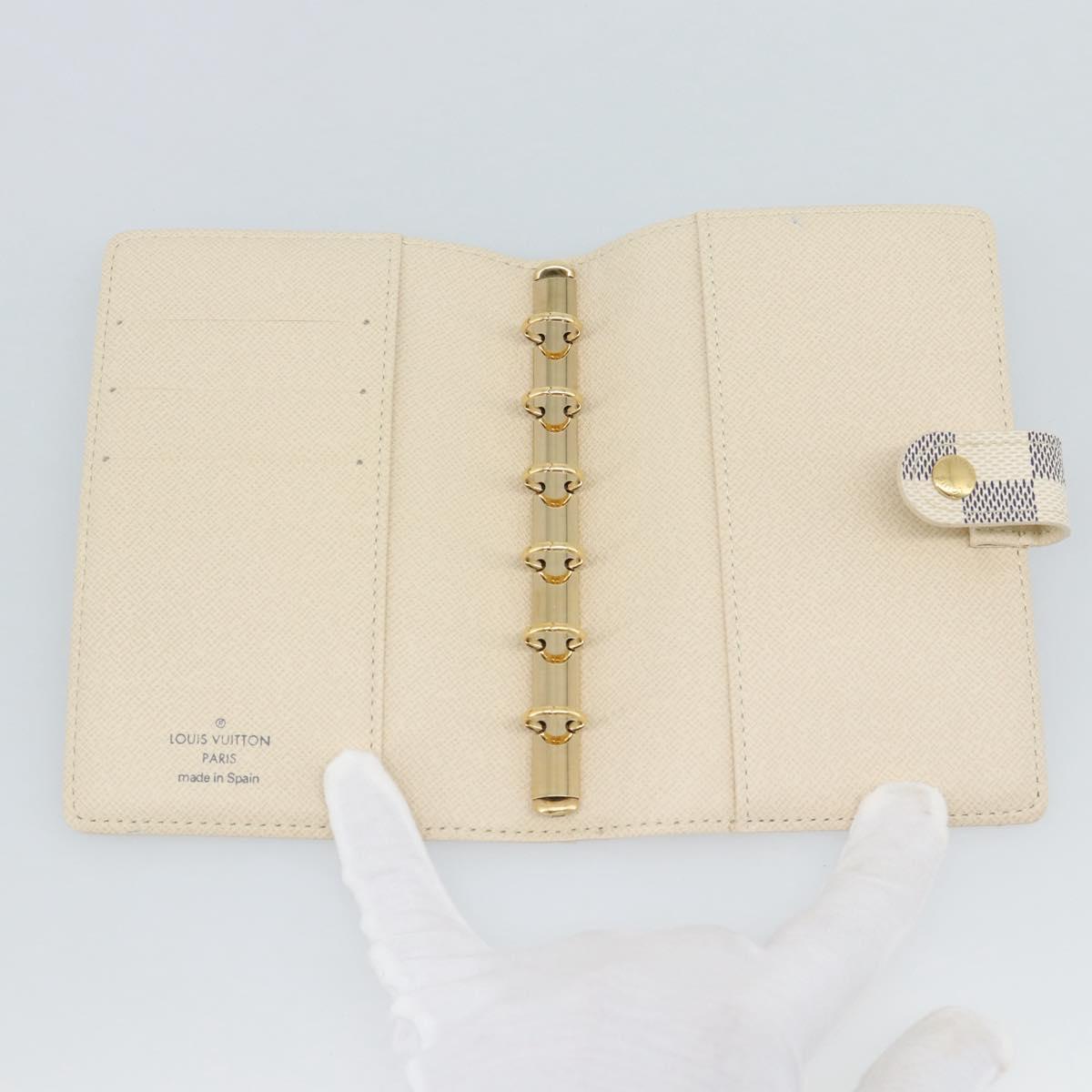 LOUIS VUITTON Damier Azur Agenda PM Day Planner Cover R20706 LV Auth ar14116