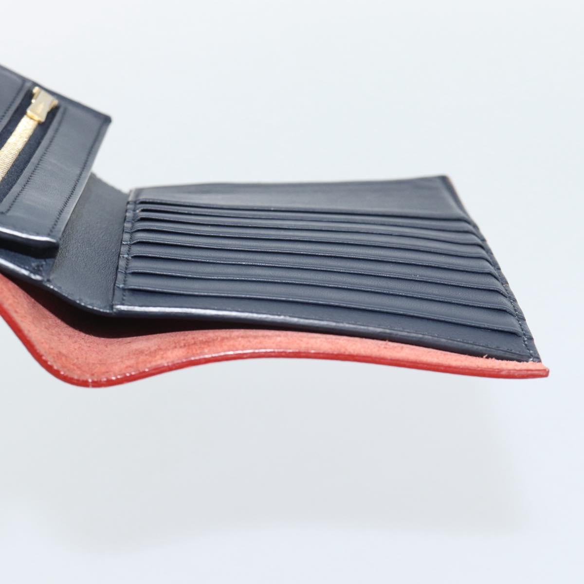 CELINE Large Strap Wallet Bifold Wallet Leather Red Gold Tone Auth ar14122A