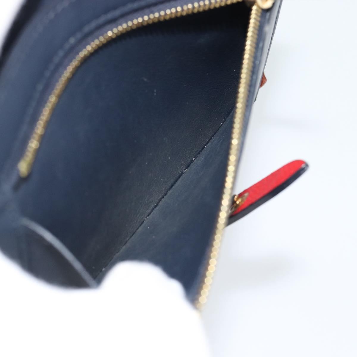 CELINE Large Strap Wallet Bifold Wallet Leather Red Gold Tone Auth ar14122A