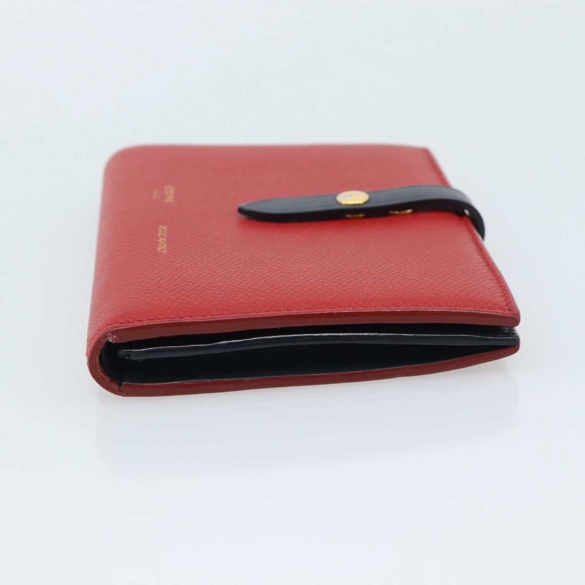 CELINE Large Strap Wallet Bifold Wallet Leather Red Gold Tone Auth ar14122A