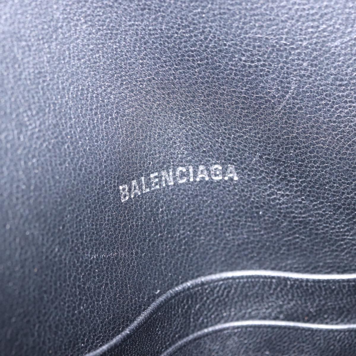 BALENCIAGA Downtown Shoulder Bag Leather Black Silver 736471 Auth ar14127M