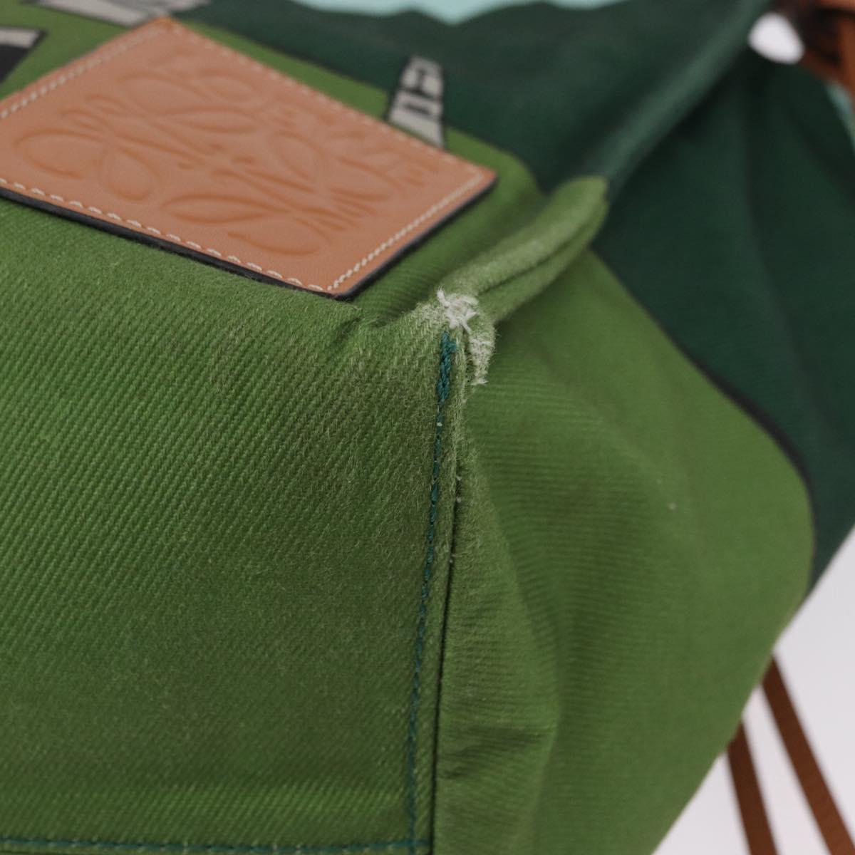 LOEWE KENPRICE cushion Tote Bag Canvas Green Brown Auth ar14130