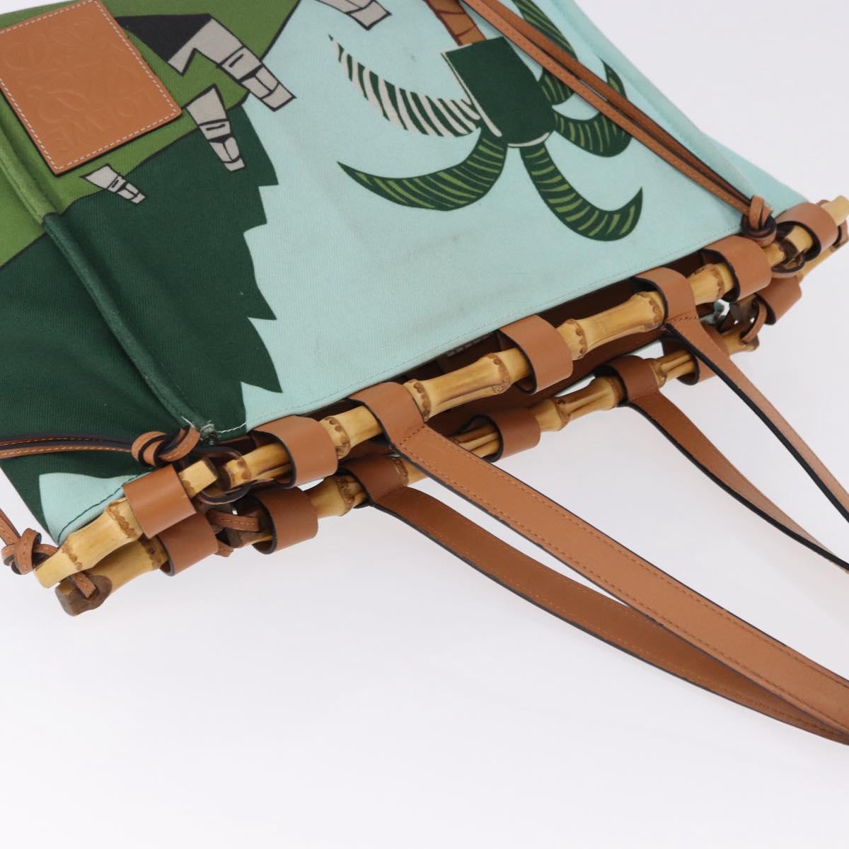 LOEWE KENPRICE cushion Tote Bag Canvas Green Brown Auth ar14130