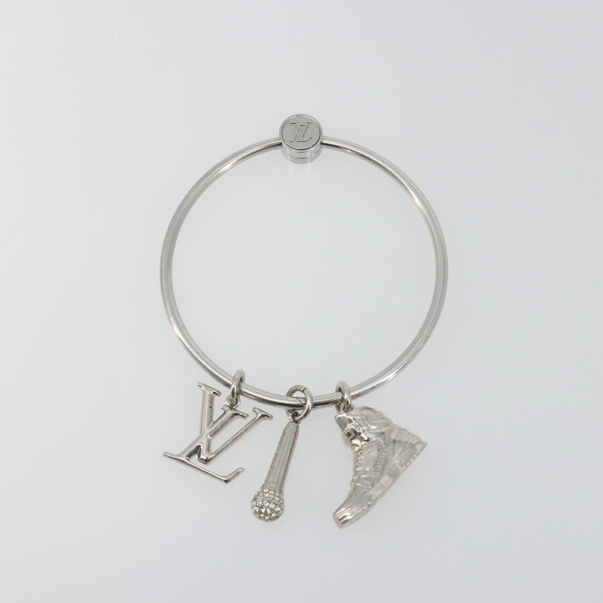 LOUIS VUITTON Porte Cles Round Charm Metal Silver M68854 LV Auth ar14134M