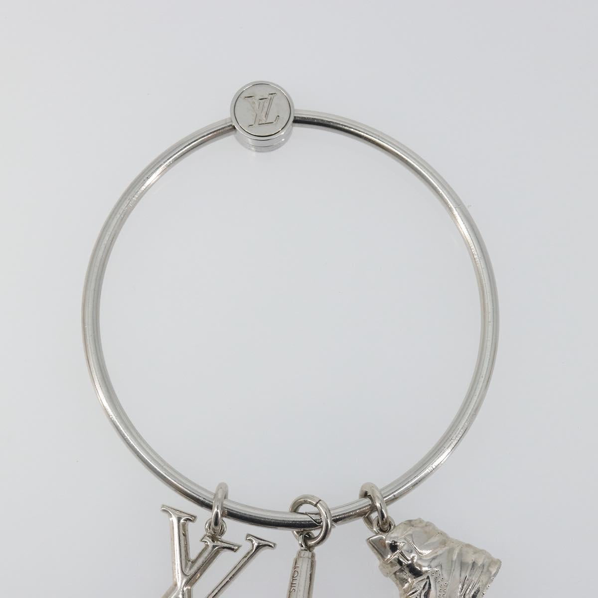 LOUIS VUITTON Porte Cles Round Charm Metal Silver M68854 LV Auth ar14134M