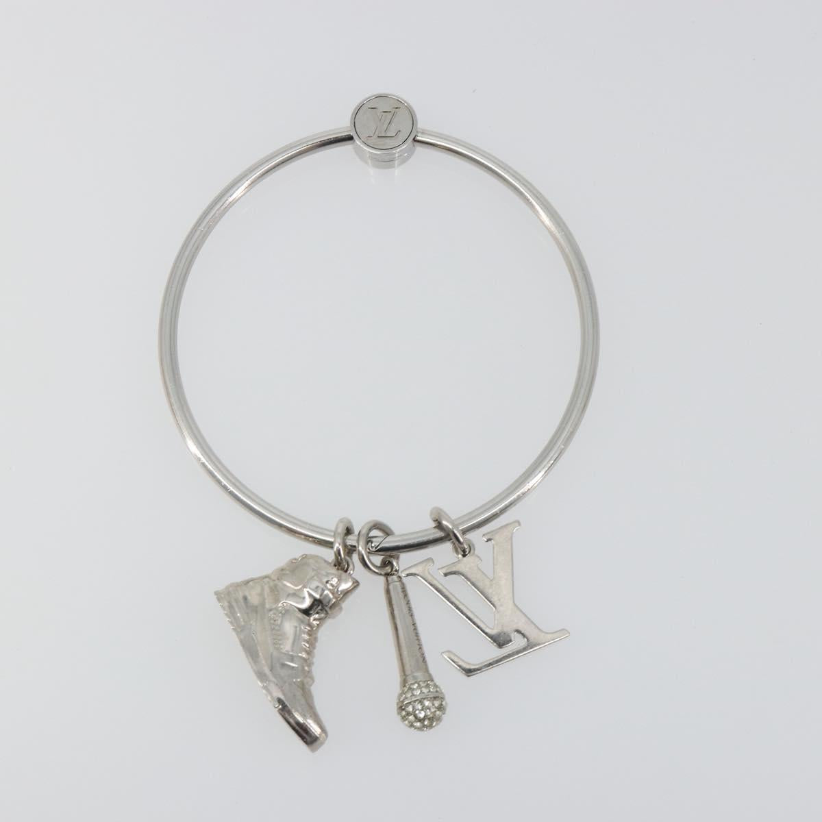 LOUIS VUITTON Porte Cles Round Charm Metal Silver M68854 LV Auth ar14134M