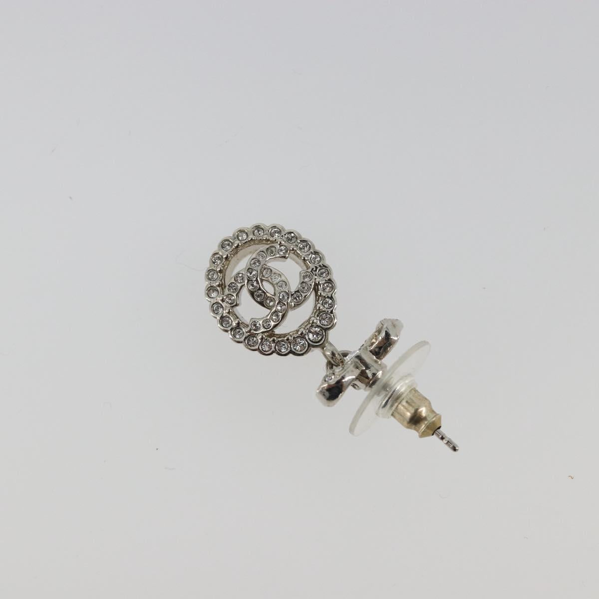 CHANEL Earring Metal Silver CC Auth ar14135
