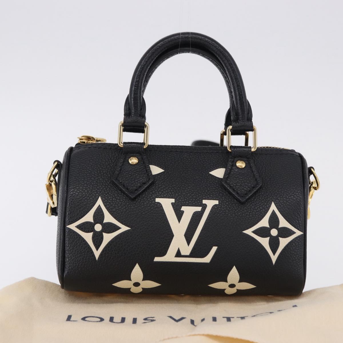 LOUIS VUITTON Monogram Empreinte Nano Speedy Bag Black M81456 LV Auth ar14137SAM