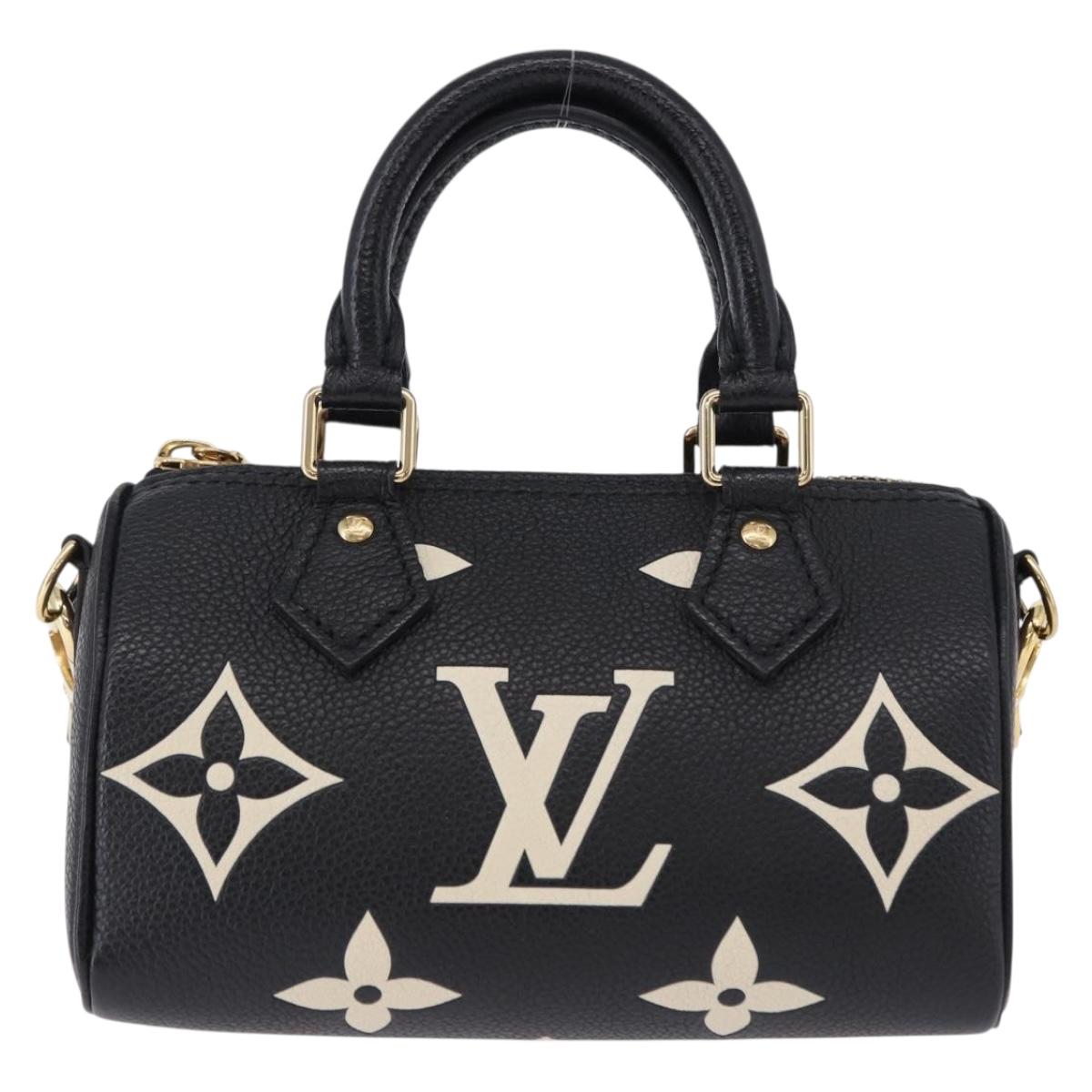 LOUIS VUITTON Monogram Empreinte Nano Speedy Bag Black M81456 LV Auth ar14137SAM