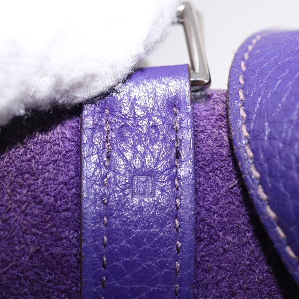 HERMES Picotan Lock MM Hand Bag Leather Purple Silver Auth ar14140SM