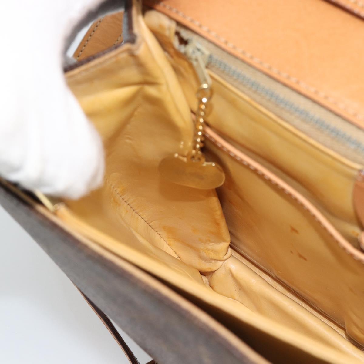 CELINE Macadam Shoulder Bag PVC Leather Brown Gold Tone Auth ar14141A