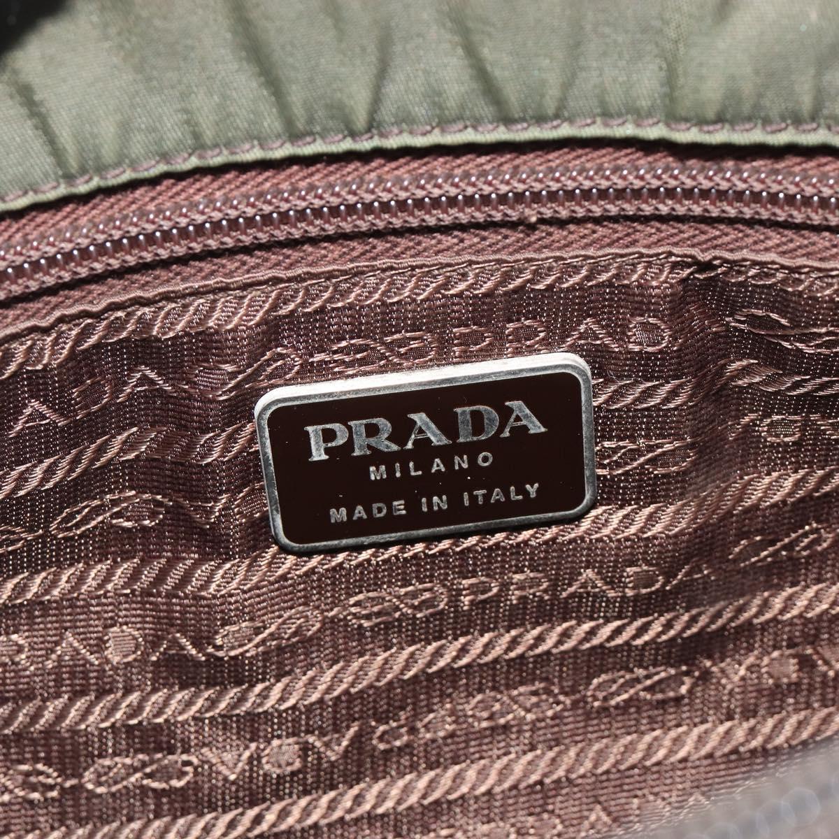 PRADA Hand Bag Nylon Green Auth ar14142