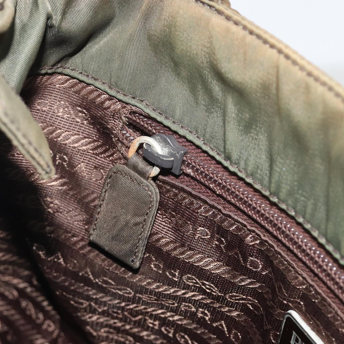 PRADA Hand Bag Nylon Green Auth ar14142
