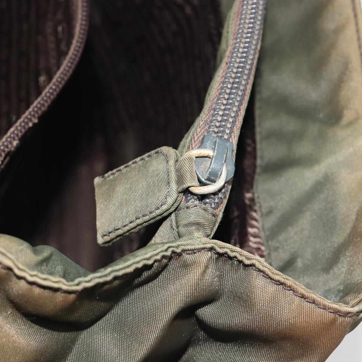 PRADA Hand Bag Nylon Green Auth ar14142