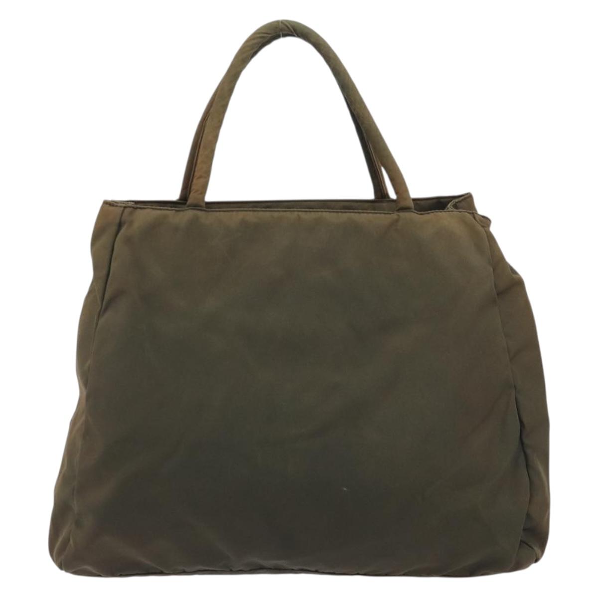 PRADA Hand Bag Nylon Green Auth ar14142
