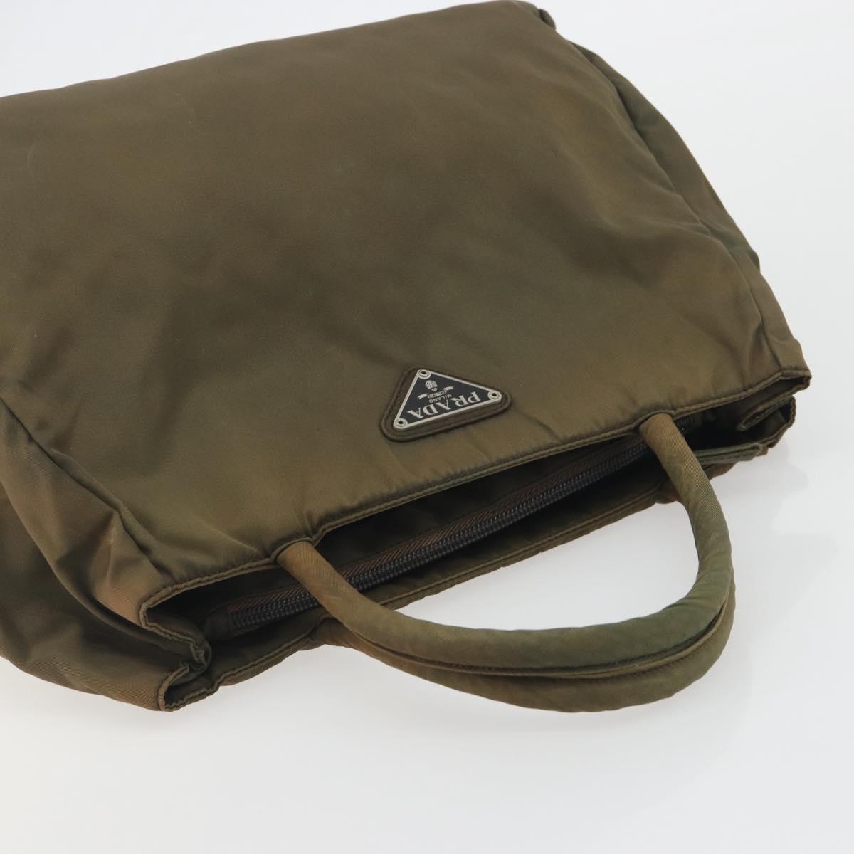 PRADA Hand Bag Nylon Green Auth ar14142