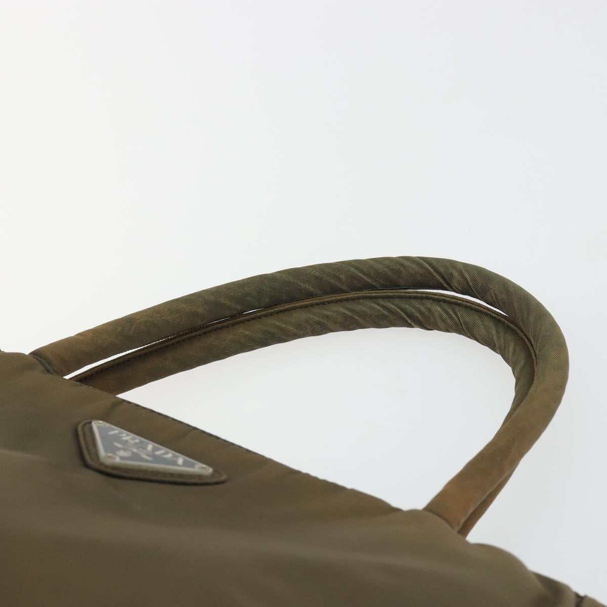 PRADA Hand Bag Nylon Green Auth ar14142