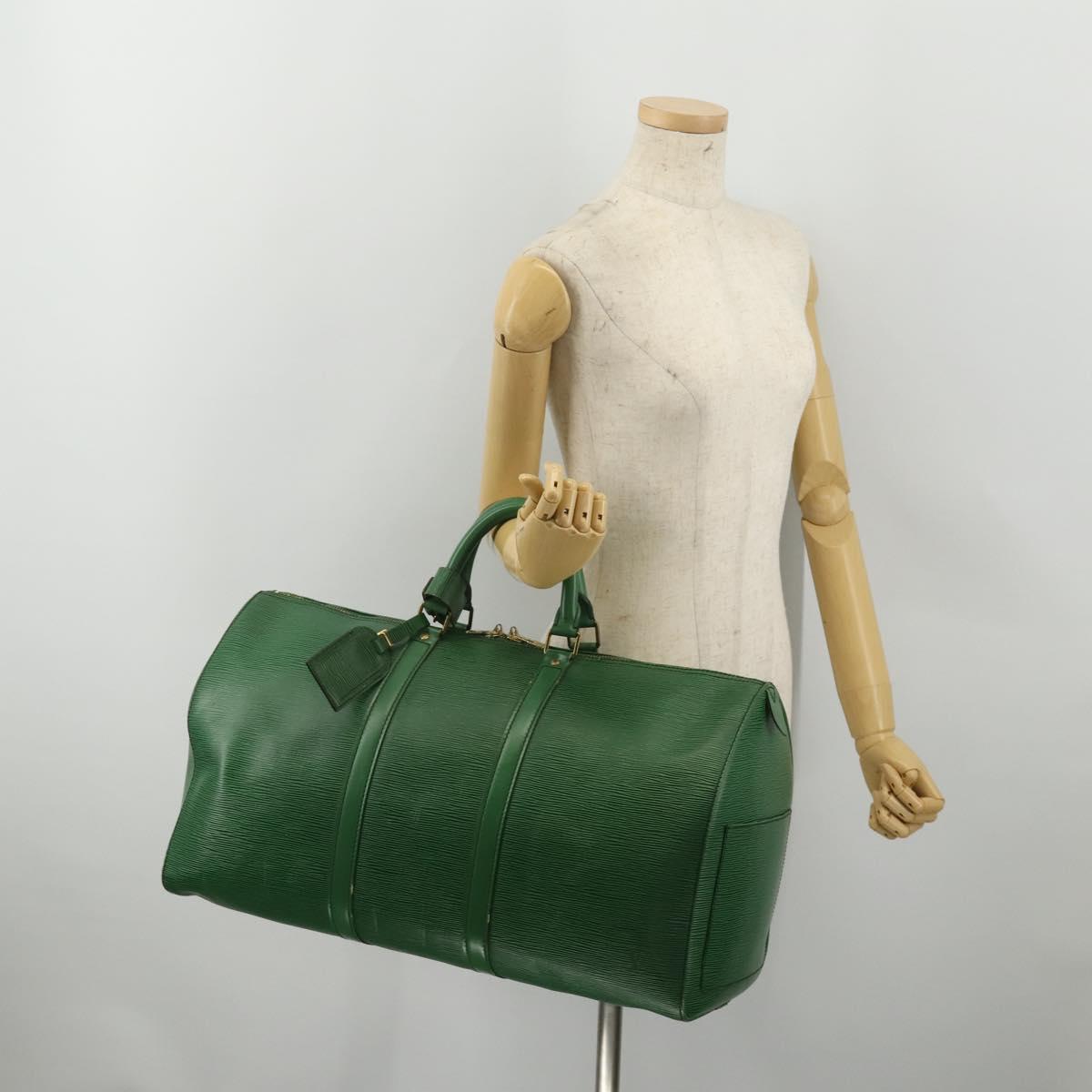 LOUIS VUITTON Epi Keepall 50 Boston Bag Green M42964 LV Auth ar14144