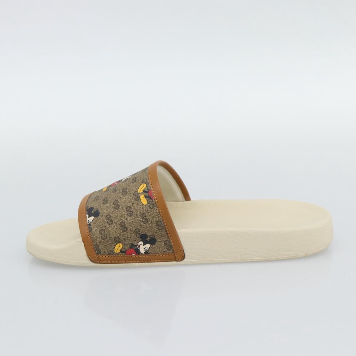 GUCCI Disney MicroGG Sandals PVC Leather Beige 603702 Auth ar14145M