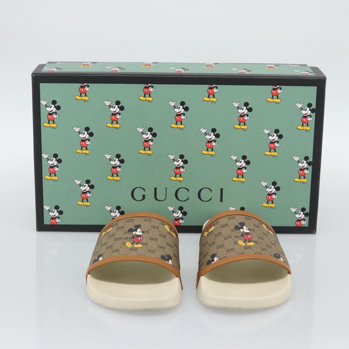 GUCCI Disney MicroGG Sandals PVC Leather Beige 603702 Auth ar14145M