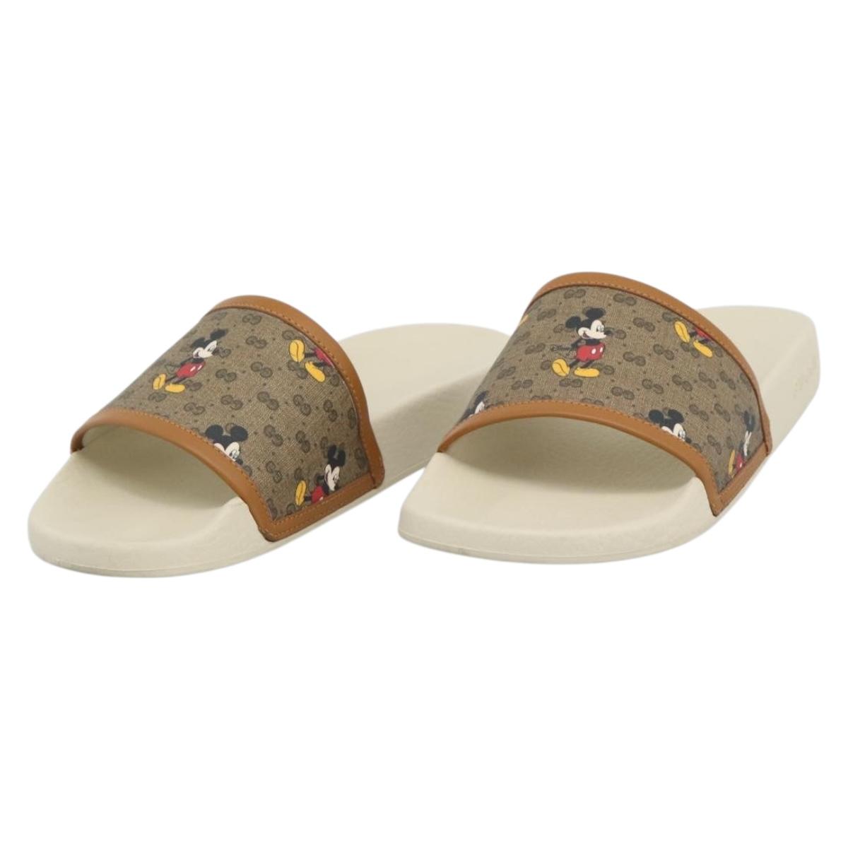 GUCCI Disney MicroGG Sandals PVC Leather Beige 603702 Auth ar14145M