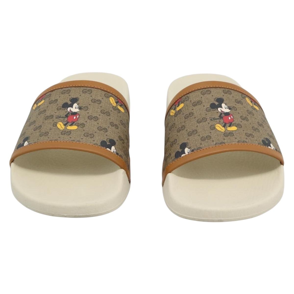 GUCCI Disney MicroGG Sandals PVC Leather Beige 603702 Auth ar14145M