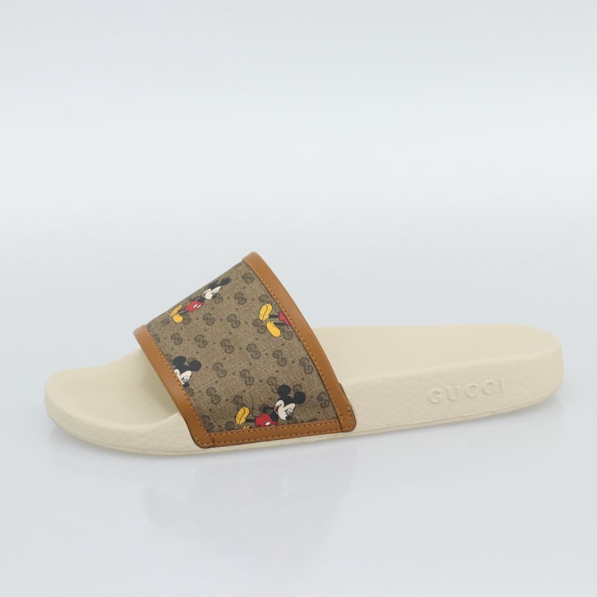 GUCCI Disney MicroGG Sandals PVC Leather Beige 603702 Auth ar14145M